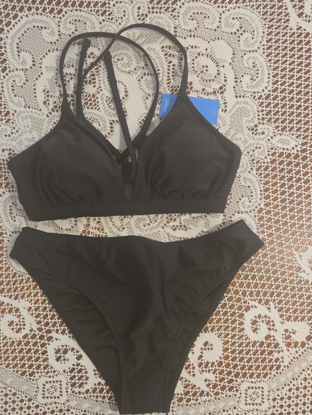 Cupshe Black Strappy Triangle Bikini Set